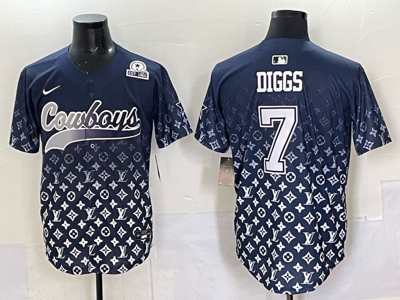 Men 2025 Dallas Cowboys #7 Diggs Drak blue Nike Limited NFL Jersey style 037
